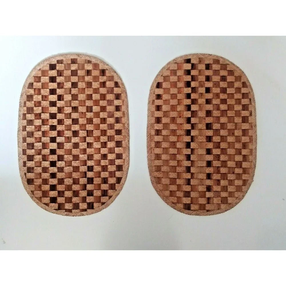 set of 2 PLACEMATS wicker Rattan WOVEN straw NWOT VINTAGE 19”x13” brown tan